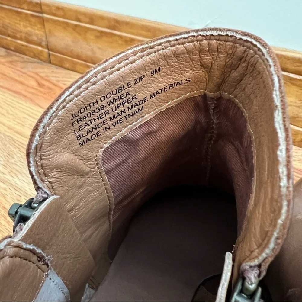 FRYE Judith Double Zip Booties Brown Leather Upper 9